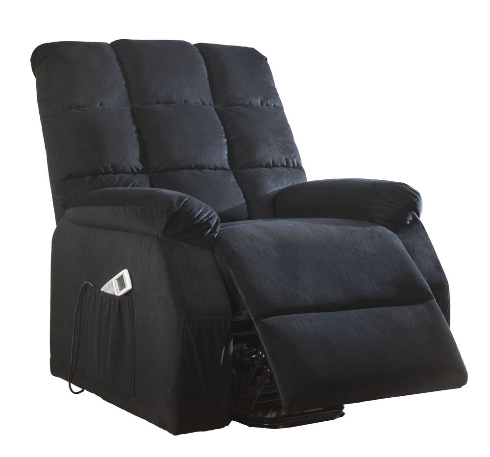 Ipomoea Black Velvet Power Recliner with Massage & Lift Assist