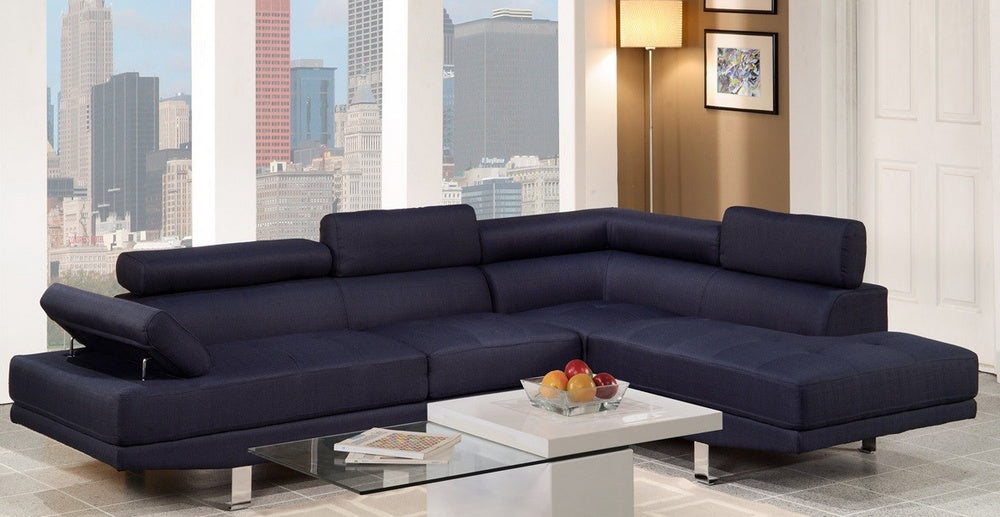 Annamaria Dark Blue Polyfiber RAF Sectional Sofa