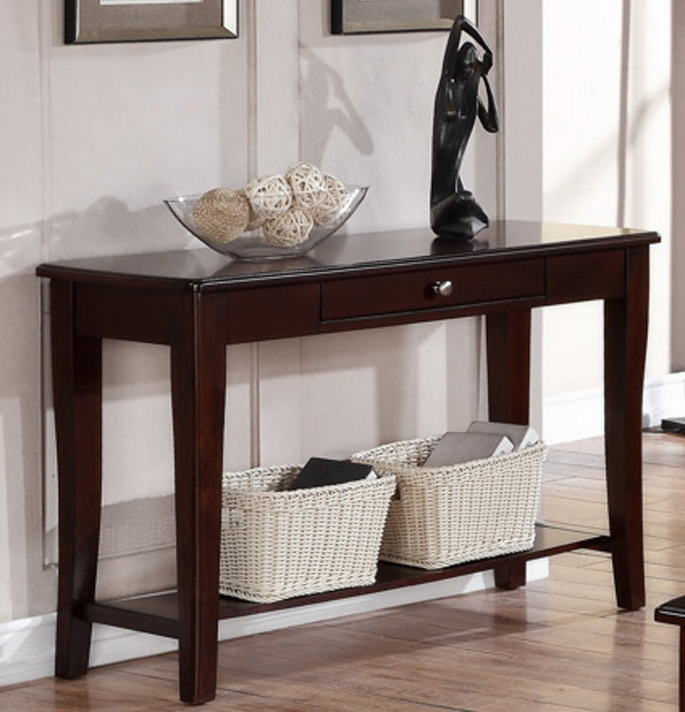 Kaja Dark Espresso Wood Console Table with Lower Shelf