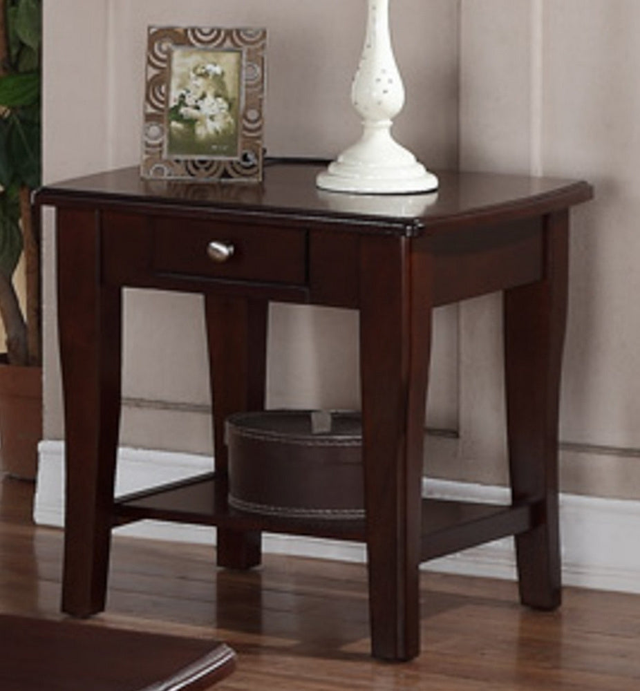 Kaja Dark Espresso Wood End Table with Lower Shelf