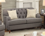 Alianza Dark Gray Fabric Button Tufted Loveseat with 2 Pillows