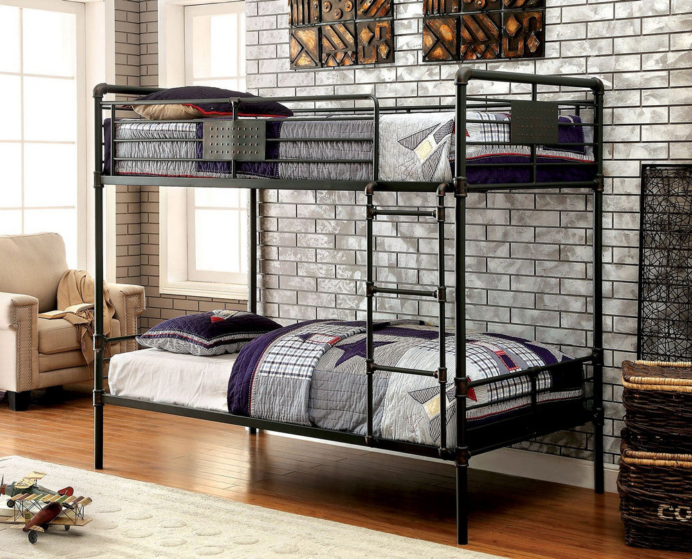 Olga Antique Black Metal Twin/Twin Bunk Bed