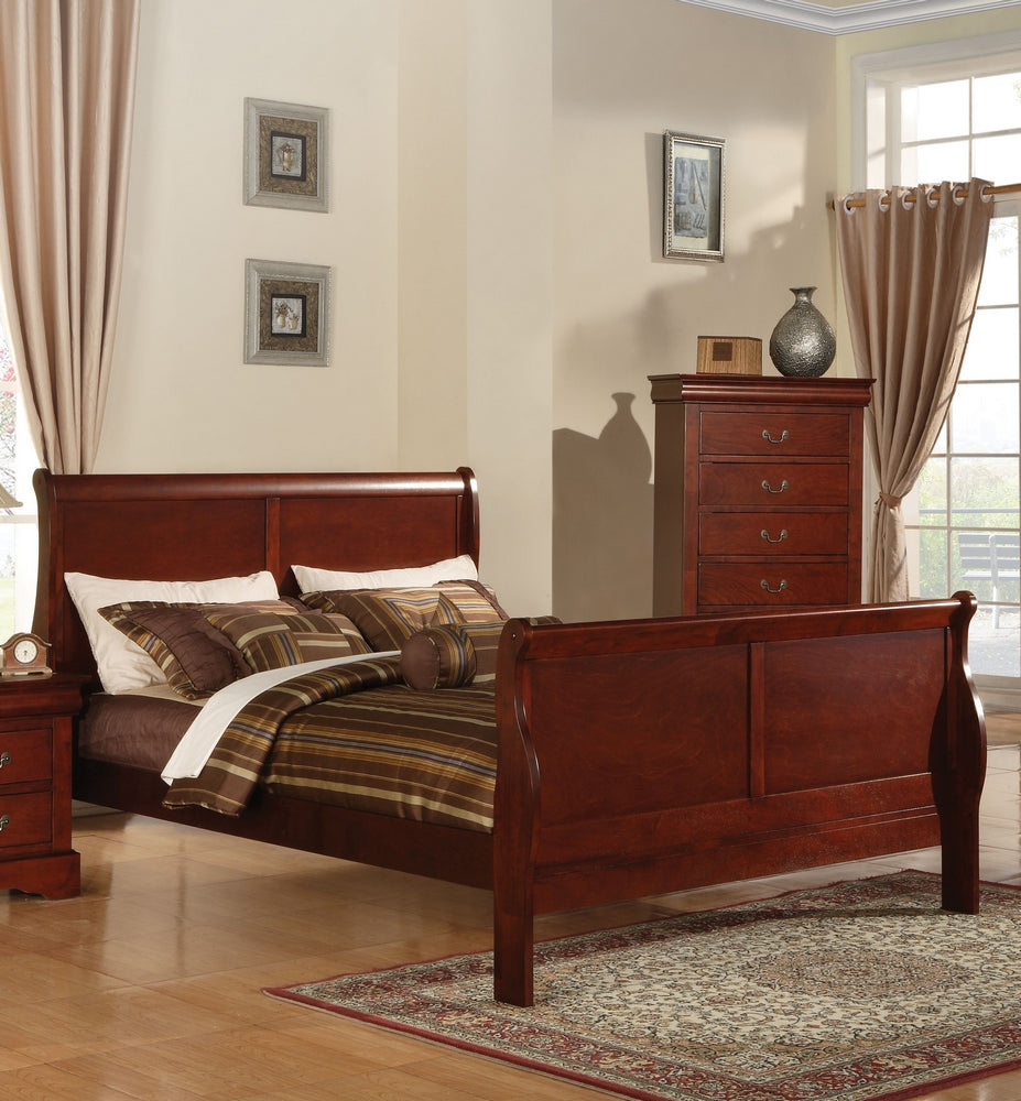 Louis Philippe III Cherry Wood Cal King Sleigh Bed