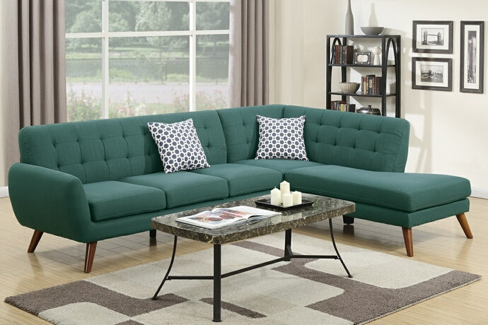 Ludovic 2-Pc Laguna Polyfiber RAF Sectional Sofa