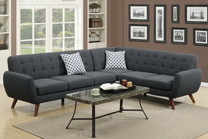 Ludovic Ash Black Polyfiber Sectional Sofa