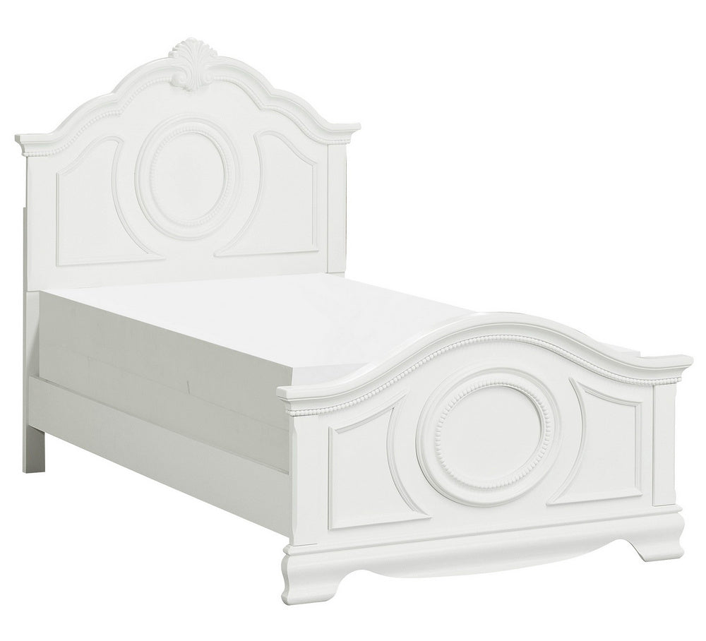 Lucida White Finish Wood Full Bed