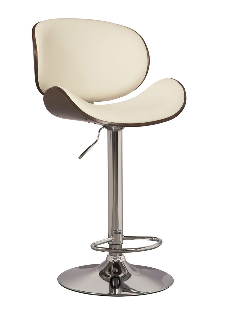 Bellatier Bone Faux Leather/Chrome Metal Tall Swivel Bar Stool