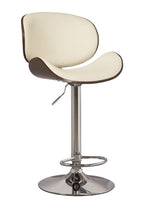 Bellatier Bone Faux Leather/Chrome Metal Tall Swivel Bar Stool