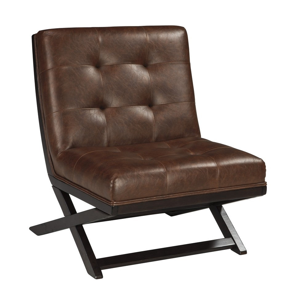 Sidewinder Brown Faux Leather Accent Chair