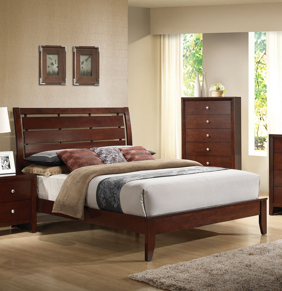 Ilana Brown Cherry Wood Queen Bed