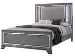 Alanis Gray Wood Queen Bed w/Fabric Headboard