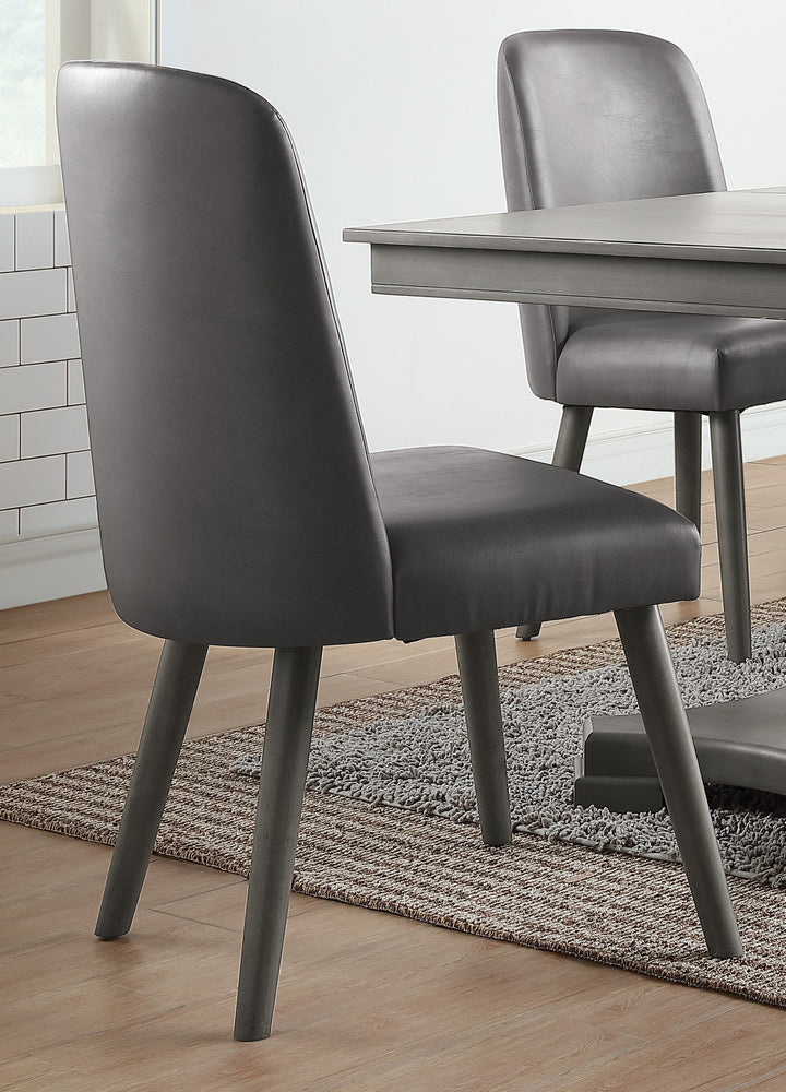 Waylon 2 Gray PU Leather/Gray Oak Wood Side Chairs