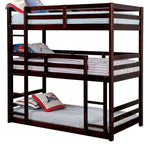 California V Dark Walnut Triple Twin Bunk Bed