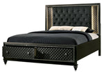 Demetria Metallic Gray Wood King Bed w/Drawers