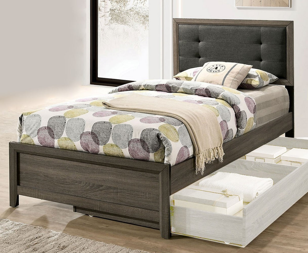 Roanne Gray Wood/Charcoal Fabric Full Bed