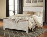 Willowton Whitewash Wood Queen Panel Bed