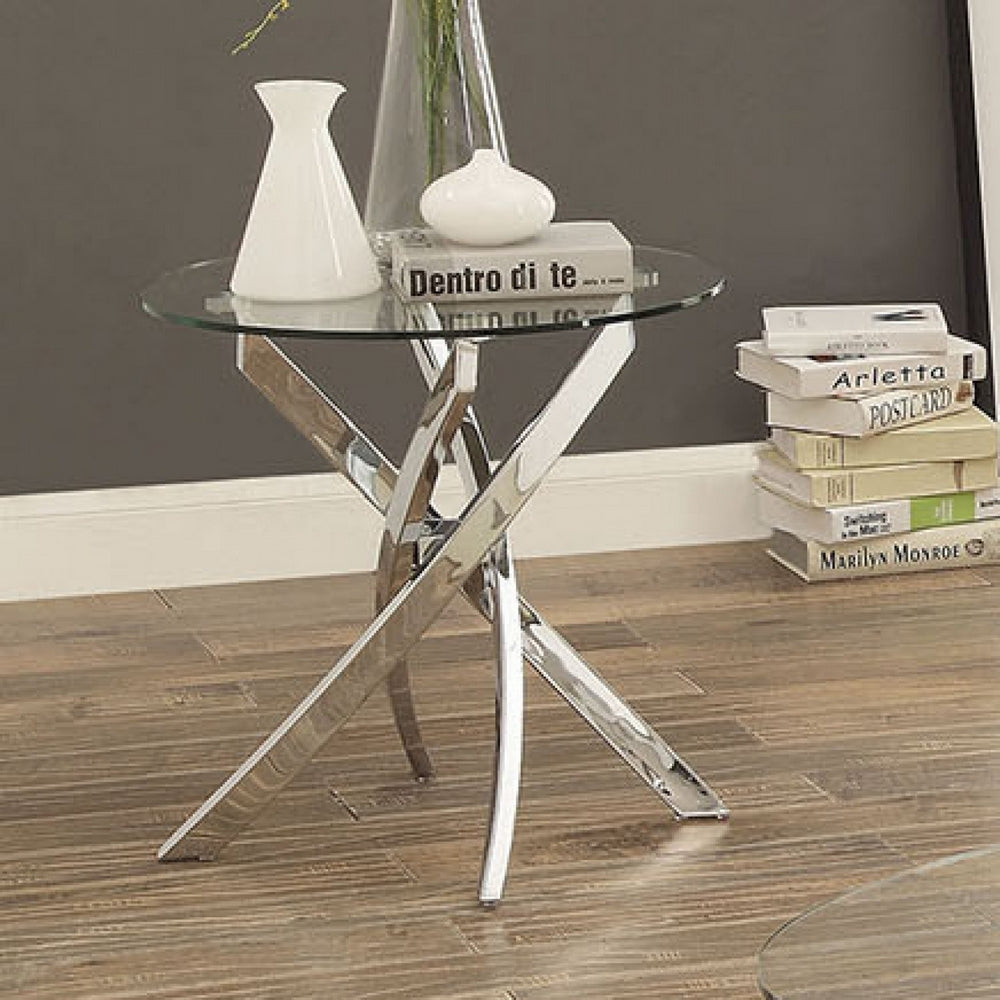 Laila Chrome Metal/Tempered Glass End Table