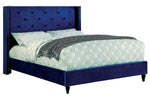 Anabelle Navy Linen-like Fabric King Bed