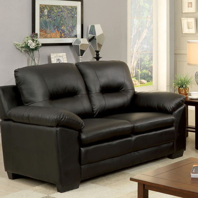 Parma Black Leatherette Loveseat