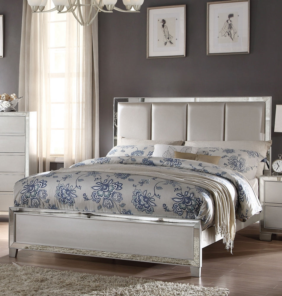 Voeville II Platinum PU Leather/Wood King Bed