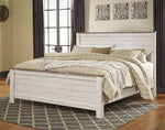 Willowton Whitewash Wood King Panel Bed