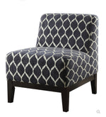 Hinte Dark Blue Chenille & Dark Brown Wood Accent Chair