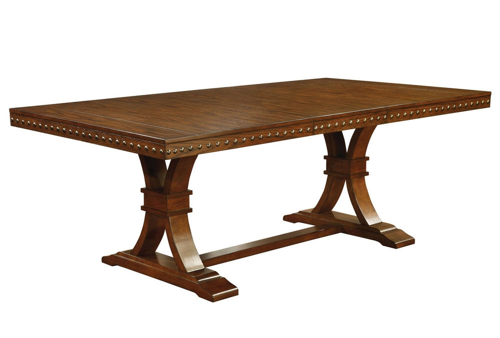 Foster Dark Oak Wood Dining Table with Leaf