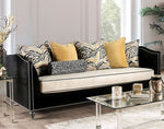 Maya Black/Beige Microfiber Sofa (Oversized)