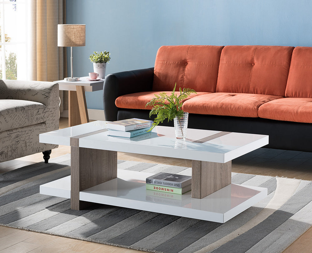 Cristina Glossy White/Dark Taupe Wood Coffee Table