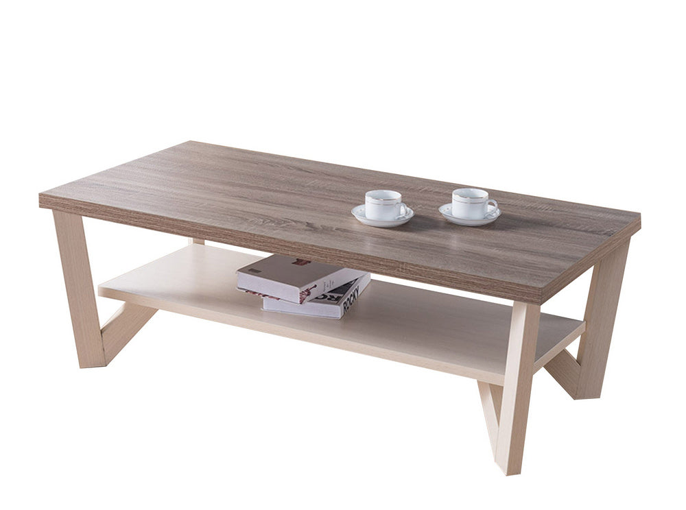 Isa Dark Taupe/Ivory Wood Coffee Table with Shelf