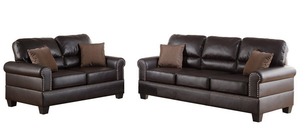 Micaela 2-Pc Espresso Bonded Leather Sofa Set