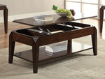 Docila Walnut Wood Rectangular Coffee Table with Lift Top