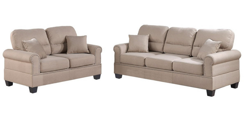 Micaela 2-Pc Sand Polyfiber Sofa Set