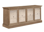 Glen Cove Barley Brown Wood Server with Antique Mirror Panels