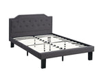 Filomena Ash Black Fabric Full Bed with Tufted Headboard