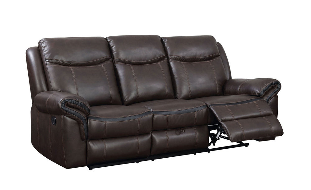 Chenai Brown Leather Gel Manual Recliner Sofa