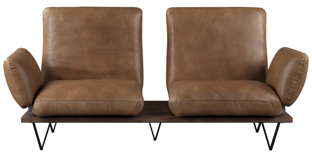 Narech Nutmeg Top Grain Leather Sofa with Swivel Seats