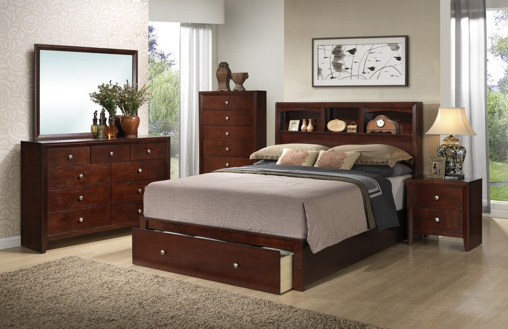 Simona 6-Pc Cherry Cal King Bedroom Set with Storage Bed