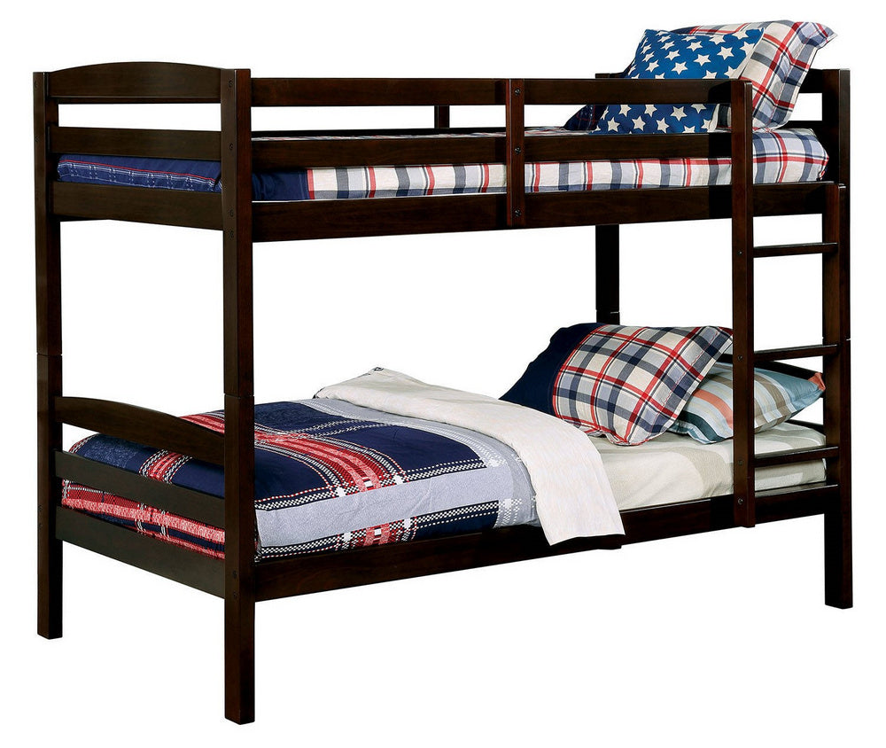 Elaine Dark Walnut Wood Twin/Twin Bunk Bed