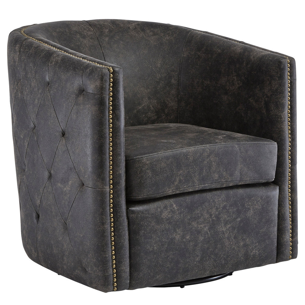 Brentlow Distressed Black Swivel Chair