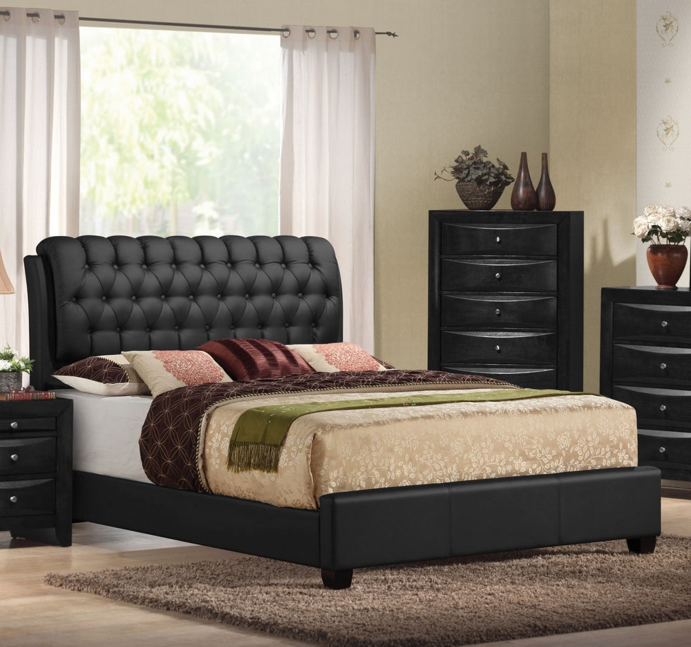 Ireland II Black PU Leather King Bed (Oversized)