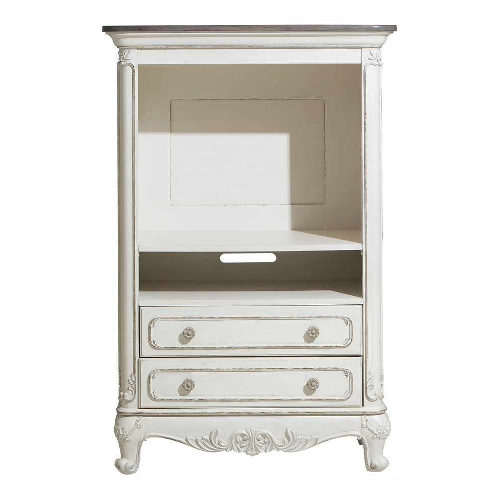 Cinderella Antique White/Grey Wood TV Armoire