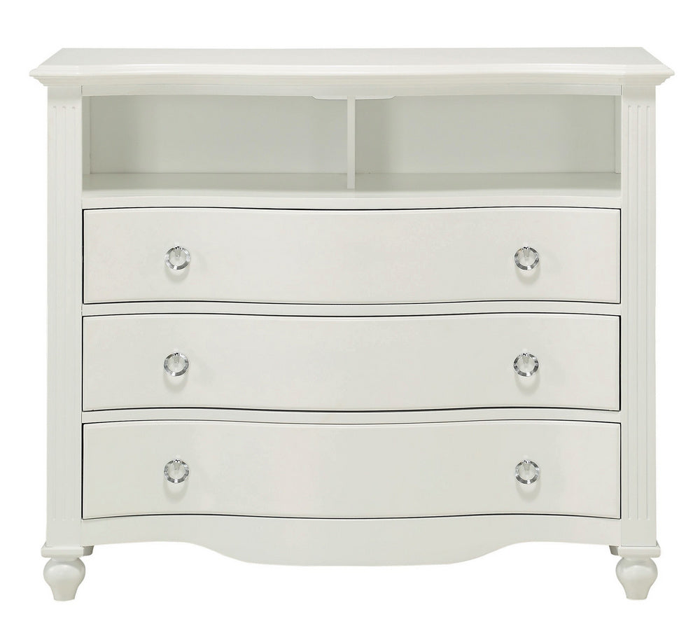 Meghan White Wood 3-Drawer Media Chest