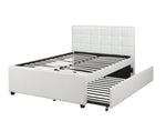 Beatriz White Faux Leather Full Bed with Twin Trundle