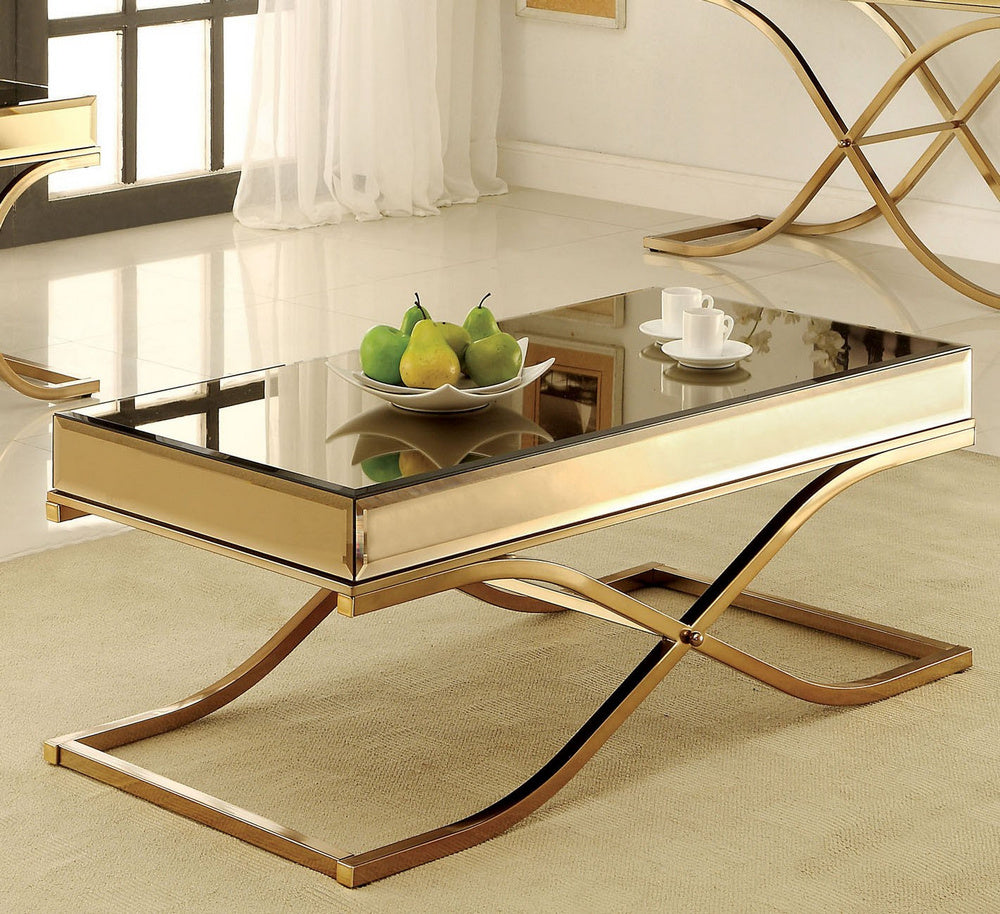 Sundance Brass Metal/Mirror Coffee Table Brass