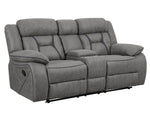 Higgins Grey Coated Microfiber Manual Recliner Loveseat