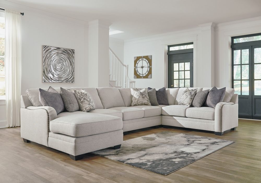 Dellara 5-Pc Chalk Fabric Sectional Sofa with LAF Chaise