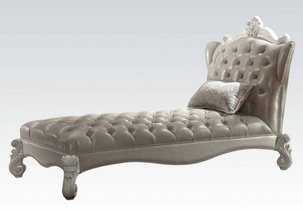 Versailles Vintage Gray/Bone White Chaise with 1 Pillow