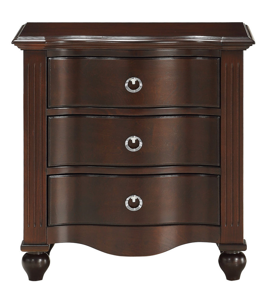 Meghan Espresso Wood 3-Drawer Nightstand