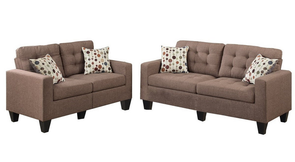 Giuliana 2-Pc Light Coffee Polyfiber Sofa Set